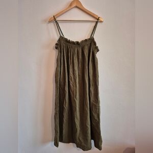 Cotton Gauze Maxi Dress In Olive Green By H&M